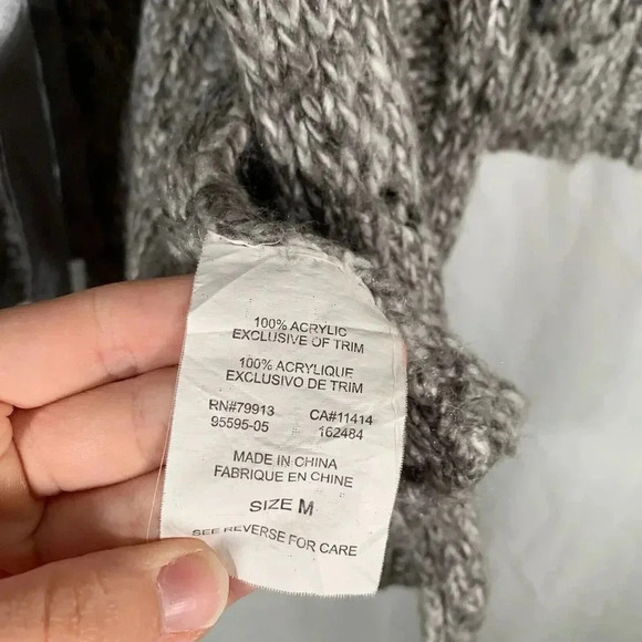 Motherhood Maternity Cardigan Women’s Medium Grey Knit Open Front Satin Tie - Picture 4 of 9